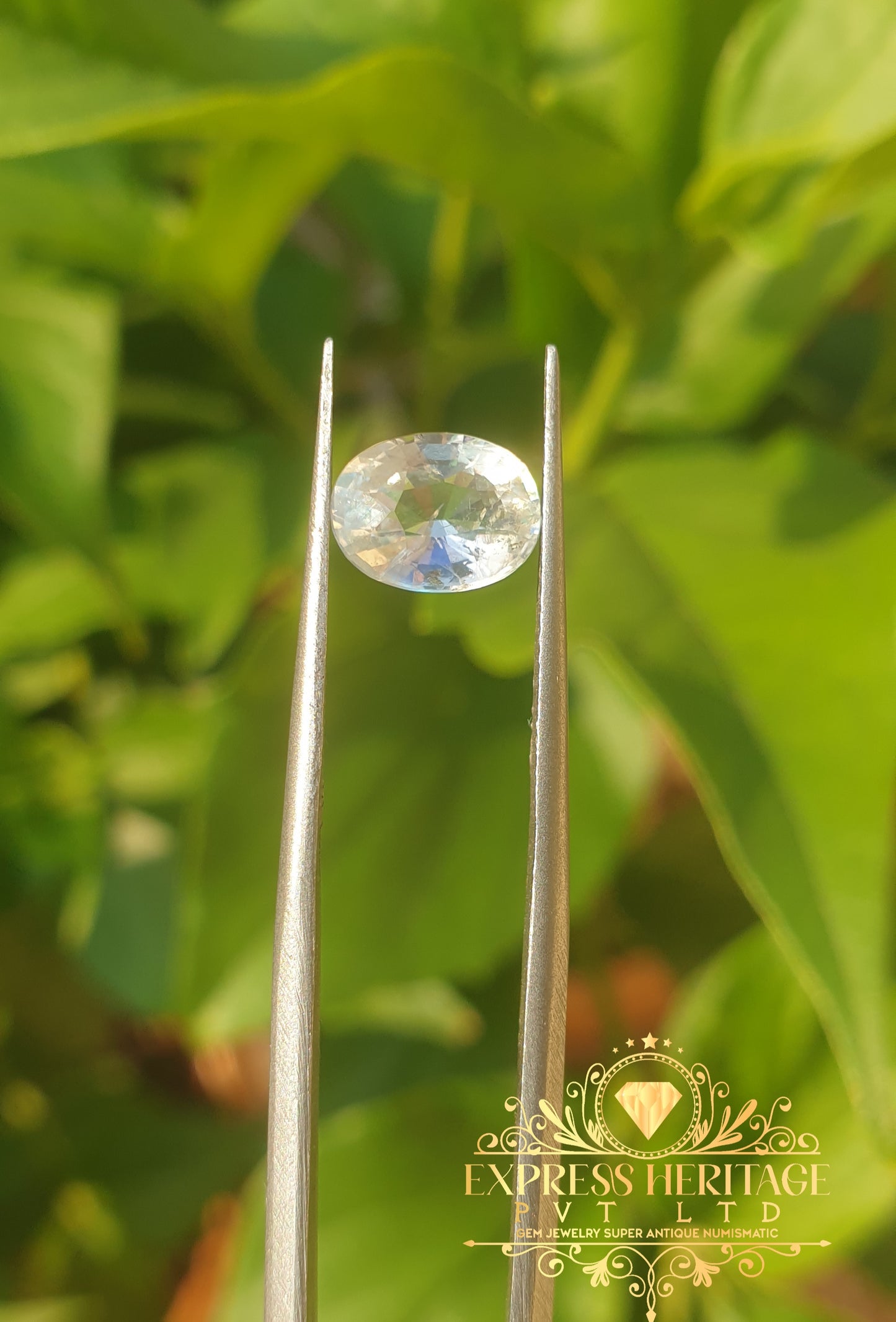 Rear Rainbow Moonstone Blue Yellow pink evan Rainbow 1.325 ct
