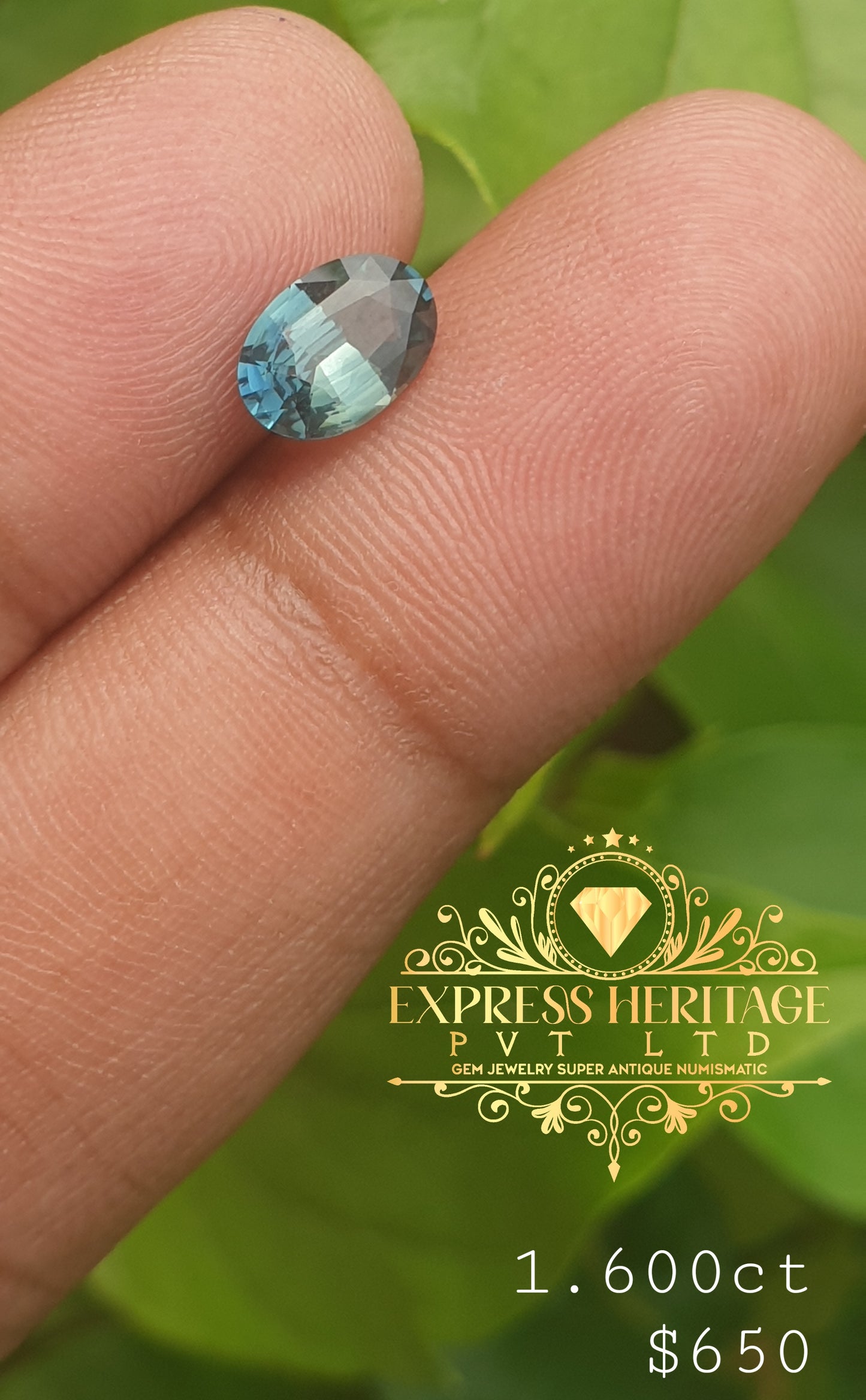 Tel Sapphir 1.60ct Blue Green Color